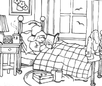 A coloring page of paddington bear